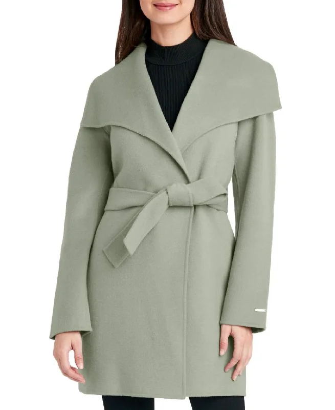 Mid - length women's down coats in a slim fit for a modern and sleek appearanceTahari Women's Wool Wrap Coat with Tie Belt, Sage Mid - length women's down coats in a slim fit for a modern and sleek appearanceTahari Women's Wool Wrap Coat with Tie Belt, Sage