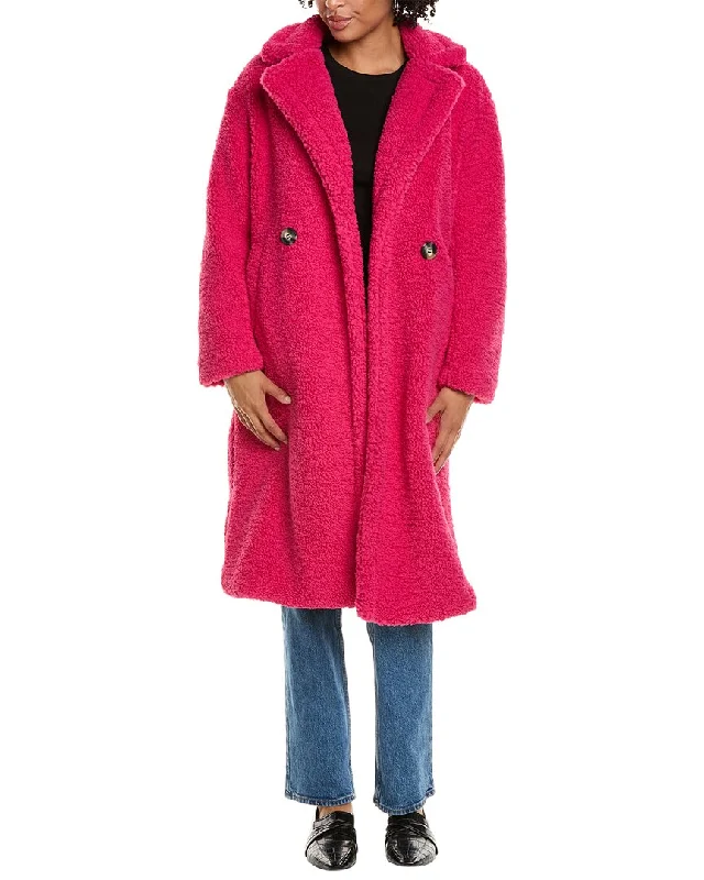 Women's knee - length wool blend coats with a fur collar for added warmthApparis Anoushka Jacket Women's knee - length wool blend coats with a fur collar for added warmthApparis Anoushka Jacket
