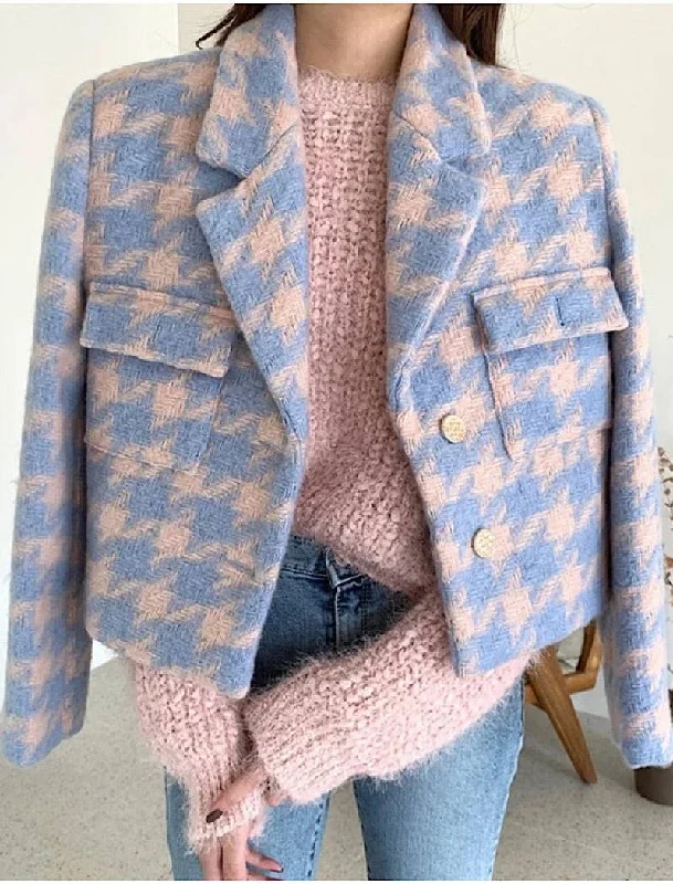 Plus Size Women's Sequin - Embellished Blazers in Silver for a Glamorous PartyBlue And Pink Tweed Jacket Plus Size Women's Sequin - Embellished Blazers in Silver for a Glamorous PartyBlue And Pink Tweed Jacket