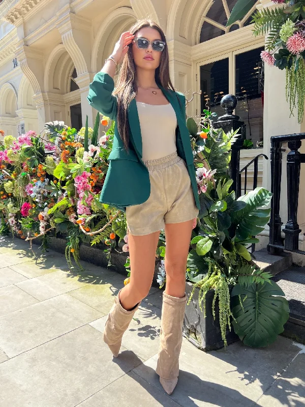 Plus Size Women's Ruffled Blazers in Pink for a Girly and Fashionable LookBottle Green Ruched Arm Blazer Plus Size Women's Ruffled Blazers in Pink for a Girly and Fashionable LookBottle Green Ruched Arm Blazer