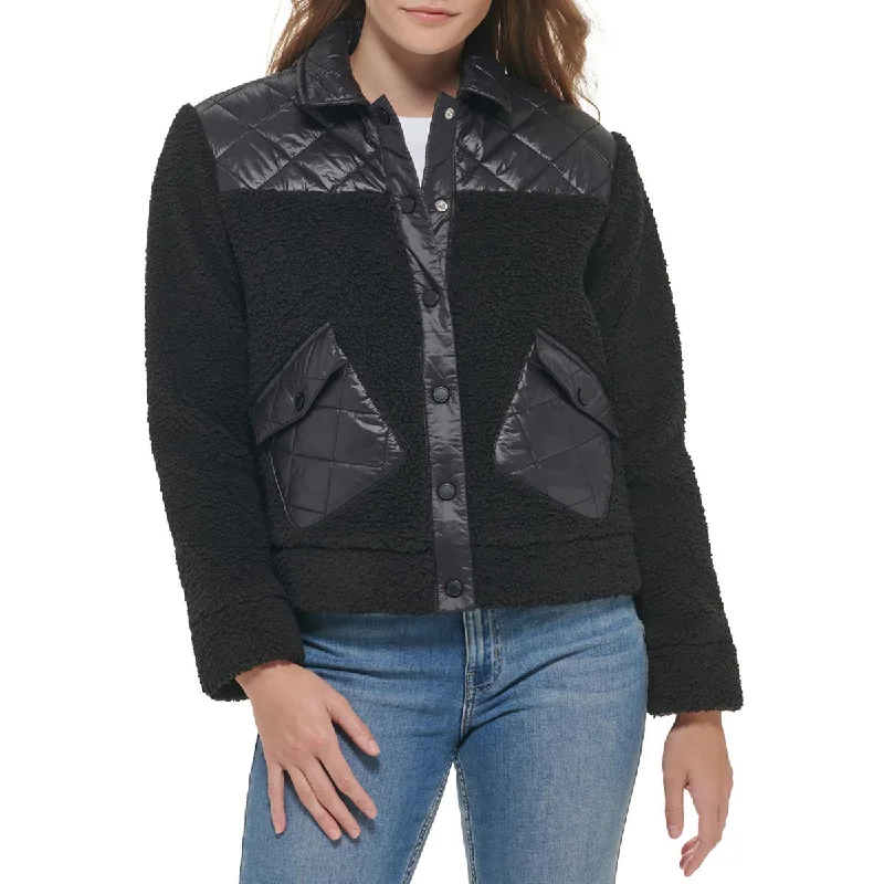 Oversized women's wool coats in a monochromatic look for a trendy outfitCalvin Klein Womens Mixed Media Sherpa Quilted Coat Oversized women's wool coats in a monochromatic look for a trendy outfitCalvin Klein Womens Mixed Media Sherpa Quilted Coat