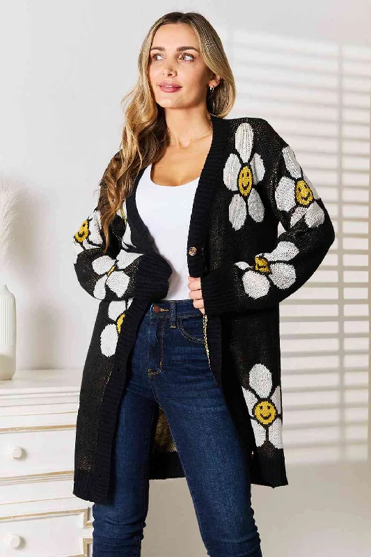 oversized women cardigan for a trendy and cozy lookDouble Take Floral Button Down Longline Cardigan oversized women cardigan for a trendy and cozy lookDouble Take Floral Button Down Longline Cardigan