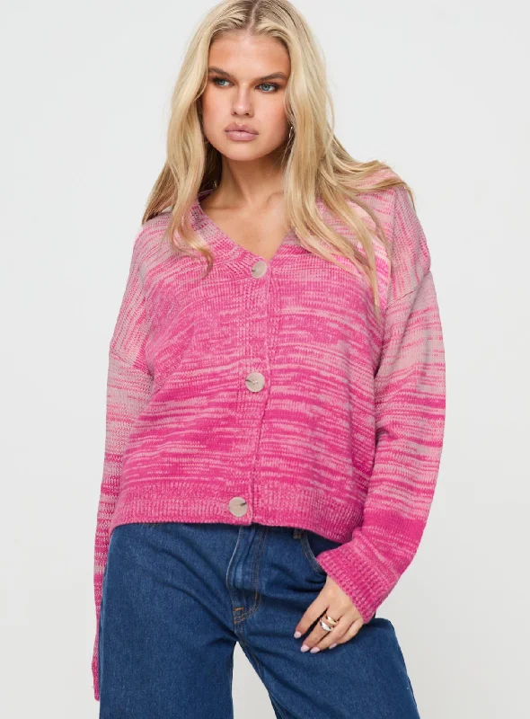 v neck women cardigan to elongate the necklineEmikio Cardigan Ombre Pink