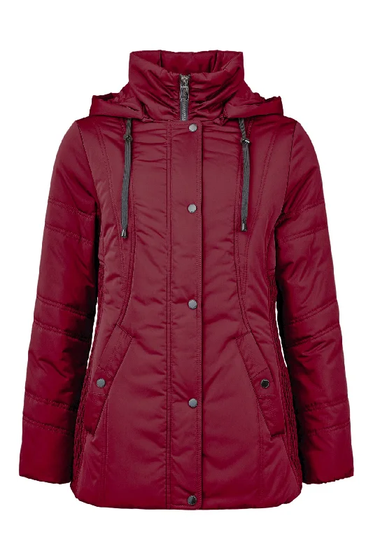 Oversized women's wool coats in a monochromatic look for a trendy outfitFransden Wine Quilted Jacket with detachable hood 935 Oversized women's wool coats in a monochromatic look for a trendy outfitFransden Wine Quilted Jacket with detachable hood 935