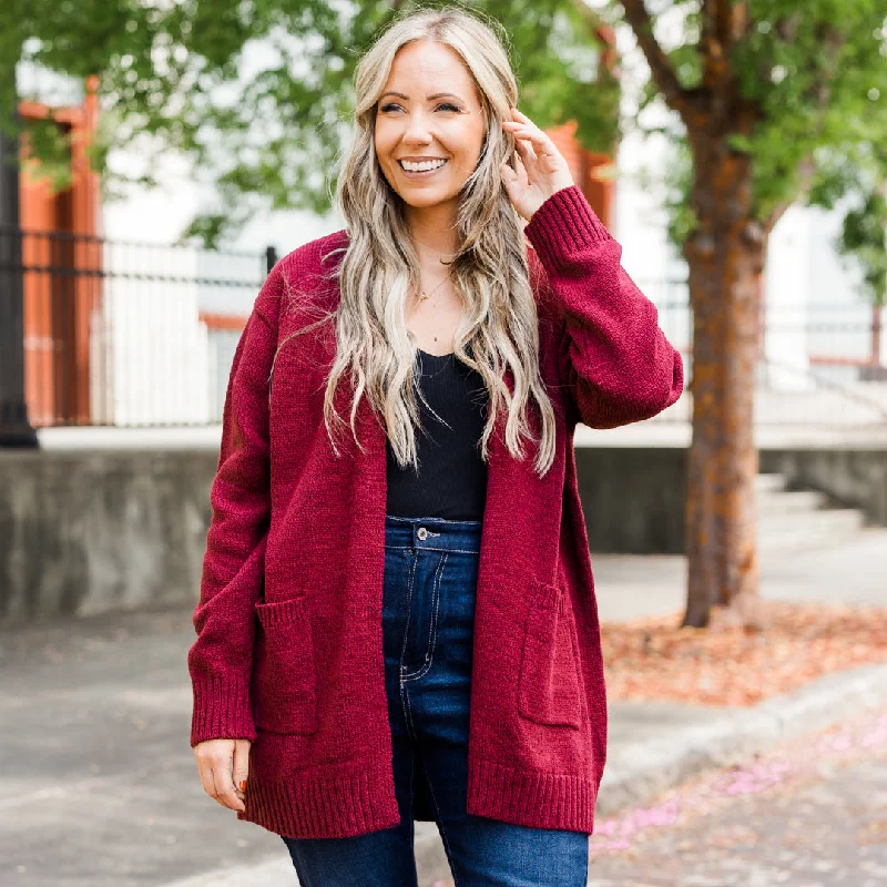 ribbed women cardigan with a classic textureGo Everywhere Cardigan, Cabernet