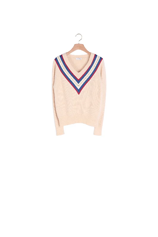 lightweight women cardigan for spring and fallPull à encolure en V ornée d'un galon