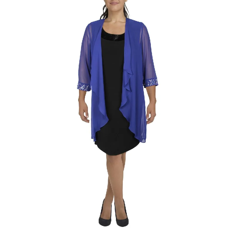 Plus Size Women's Double - Breasted Wool Blazers for Winter Office WearIgnite Evenings Womens Chiffon Embellished Duster Blazer Plus Size Women's Double - Breasted Wool Blazers for Winter Office WearIgnite Evenings Womens Chiffon Embellished Duster Blazer