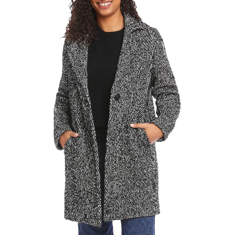 Mid - length women's down coats in a slim fit for a modern and sleek appearanceKaren Kane Womens Tailored In Teal Wool Blend Herringbone Long Coat Mid - length women's down coats in a slim fit for a modern and sleek appearanceKaren Kane Womens Tailored In Teal Wool Blend Herringbone Long Coat