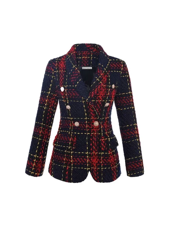 Single - Breasted Women's Linen Blend Blazers in Earth Tones for Casual WearKnitted Tweed Slim Blazer Single - Breasted Women's Linen Blend Blazers in Earth Tones for Casual WearKnitted Tweed Slim Blazer