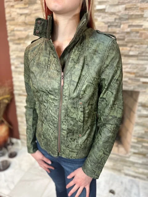 Women's faux fur coats in bright colors for a bold fashion statementLadies Leather Jacket - (3B532) GRN/OLV Women's faux fur coats in bright colors for a bold fashion statementLadies Leather Jacket - (3B532) GRN/OLV
