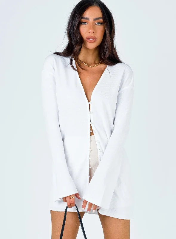color block women cardigan with bold huesMacy Cardigan White