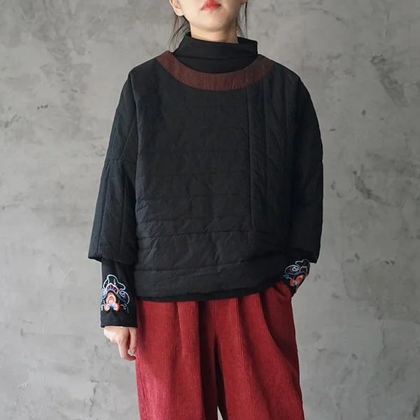Women's long - sleeve wool coats in a houndstooth pattern for a classic charmO-Neck Seven Sleeve Patchwork Color 2020 Autumn New Loose Female Plus Cotton Parkas Coat Women's long - sleeve wool coats in a houndstooth pattern for a classic charmO-Neck Seven Sleeve Patchwork Color 2020 Autumn New Loose Female Plus Cotton Parkas Coat