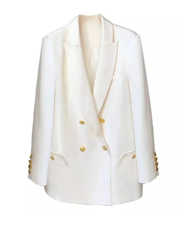 Single - Breasted Women's Tweed Blazers with Gold Buttons for a Classic LookOversized Double Breasted Blazer Jacket Single - Breasted Women's Tweed Blazers with Gold Buttons for a Classic LookOversized Double Breasted Blazer Jacket