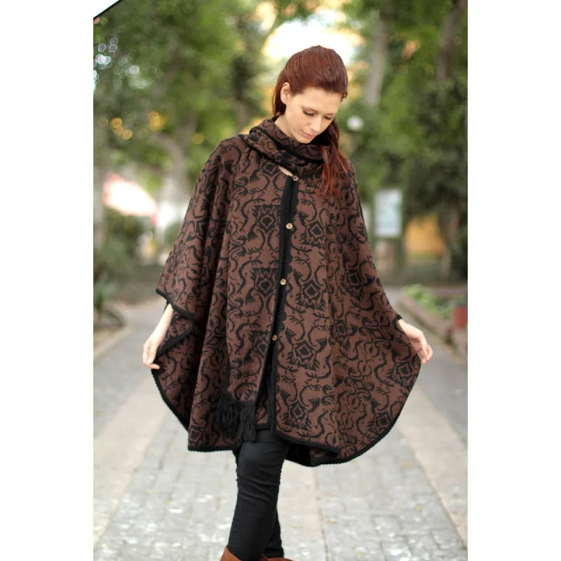 floral print women cardigan for a feminine touchPiura Flora Alpaca Blend Ruana Cloak Poncho