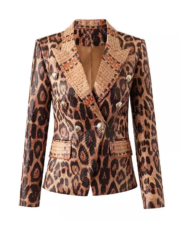 Single - Breasted Women's Linen Blend Blazers in Earth Tones for Casual WearPU Leather Snake Pattern Blazer Single - Breasted Women's Linen Blend Blazers in Earth Tones for Casual WearPU Leather Snake Pattern Blazer