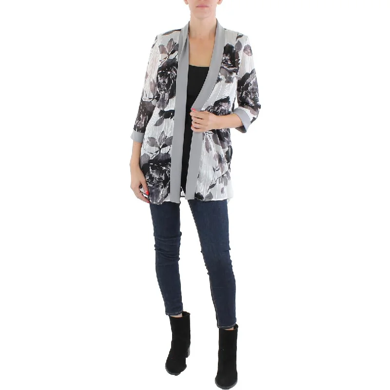 Plus Size Women's Ruffled Blazers in Pink for a Girly and Fashionable LookR&M Richards Womens Chiffon Floral Duster Blazer