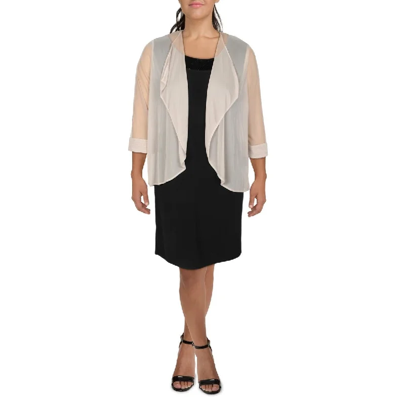 Single - Breasted Women's Tweed Blazers with Gold Buttons for a Classic LookR&M Richards Womens Contrast Trim Sheer Duster Blazer Single - Breasted Women's Tweed Blazers with Gold Buttons for a Classic LookR&M Richards Womens Contrast Trim Sheer Duster Blazer