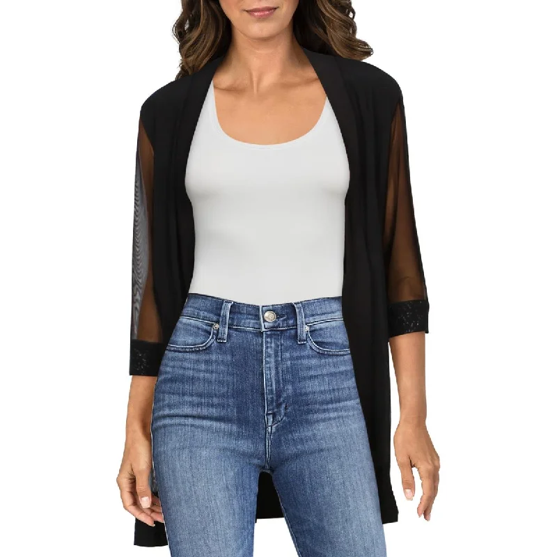 Plus Size Women's Faux Fur - Trimmed Blazers in Black for a Luxurious LookR&M Richards Womens Mesh Inset Glitter Jacket Plus Size Women's Faux Fur - Trimmed Blazers in Black for a Luxurious LookR&M Richards Womens Mesh Inset Glitter Jacket