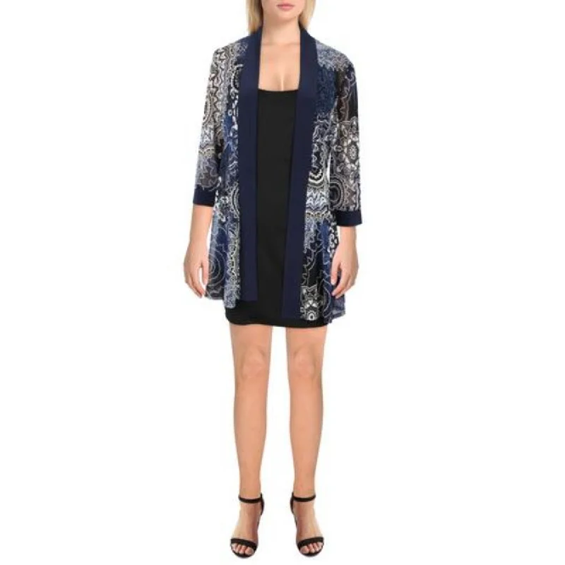 Plus Size Women's Faux Fur - Trimmed Blazers in Black for a Luxurious LookR&M Richards Womens Mesh Printed Duster Blazer Plus Size Women's Faux Fur - Trimmed Blazers in Black for a Luxurious LookR&M Richards Womens Mesh Printed Duster Blazer