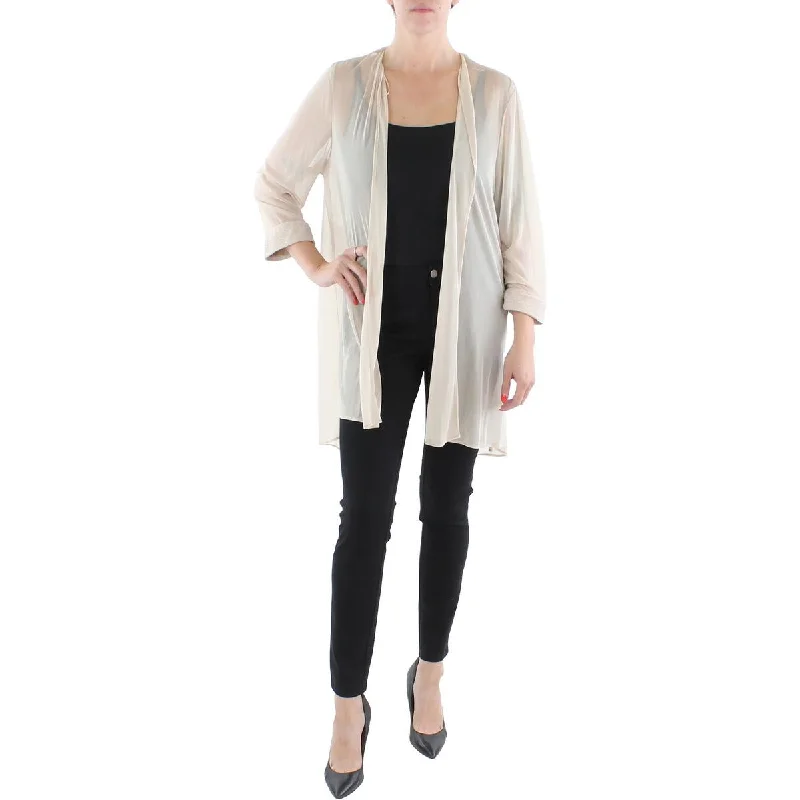 Women's Longline Linen Blazers in Pastel Colors for Summer EventsR&M Richards Womens Mesh Sheer Duster Blazer