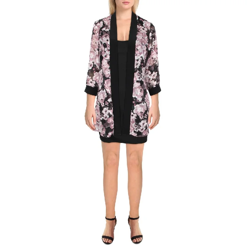 Single - Breasted Women's Linen Blend Blazers in Earth Tones for Casual WearR&M Richards Womens Petites Chiffon Floral Duster Blazer Single - Breasted Women's Linen Blend Blazers in Earth Tones for Casual WearR&M Richards Womens Petites Chiffon Floral Duster Blazer