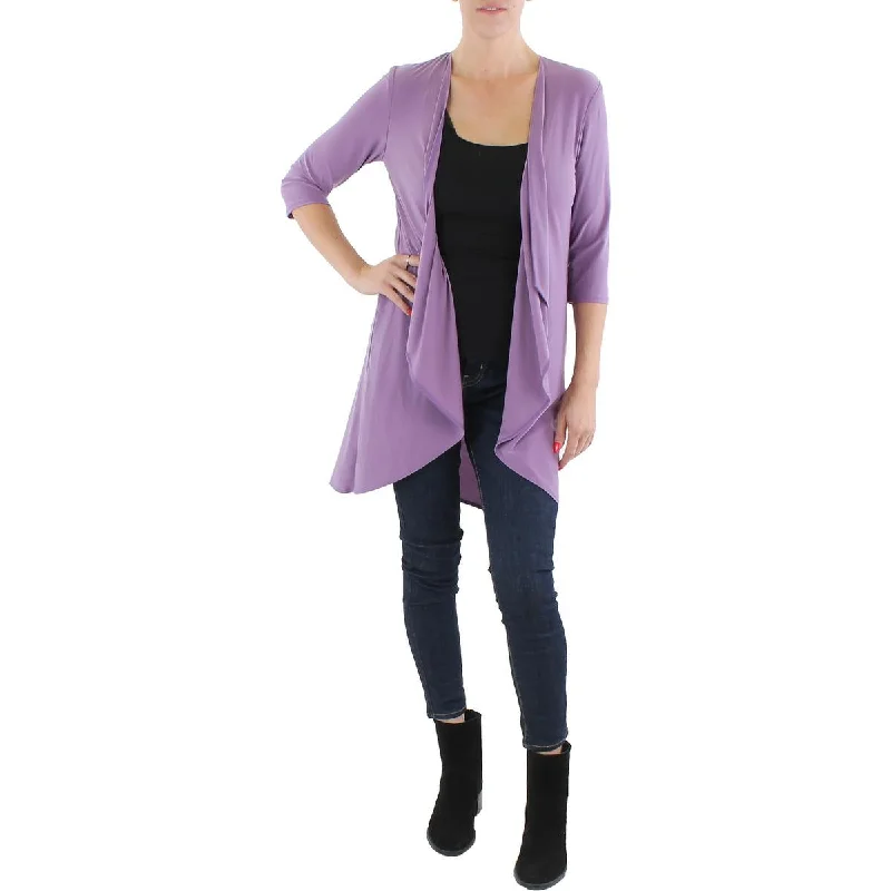 Double - Breasted Women's Polyester Blazers in Bright Colors for a Fun StyleR&M Richards Womens Petites Open Front 3/4 Seeves Duster Blazer