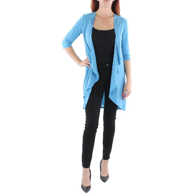 Single - Breasted Women's Tweed Blazers with Gold Buttons for a Classic LookR&M Richards Womens Petites Knit Drapey Duster Blazer