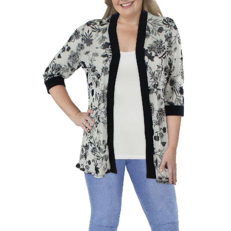 Plus Size Women's Faux Fur - Trimmed Blazers in Black for a Luxurious LookR&M Richards Womens Plus Mesh Printed Duster Blazer Plus Size Women's Faux Fur - Trimmed Blazers in Black for a Luxurious LookR&M Richards Womens Plus Mesh Printed Duster Blazer