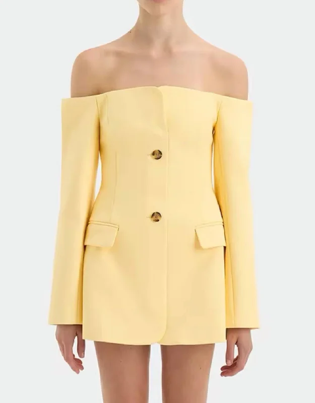 Double - Breasted Women's Leather Blazers in Taupe for an Edgy LookSexy Off Shoulder Blazer Dress Double - Breasted Women's Leather Blazers in Taupe for an Edgy LookSexy Off Shoulder Blazer Dress