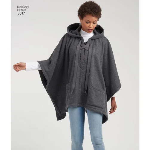 Water - resistant women's trench coats with adjustable cuffs for rainy daysSimplicity Ponchos S8517 Water - resistant women's trench coats with adjustable cuffs for rainy daysSimplicity Ponchos S8517