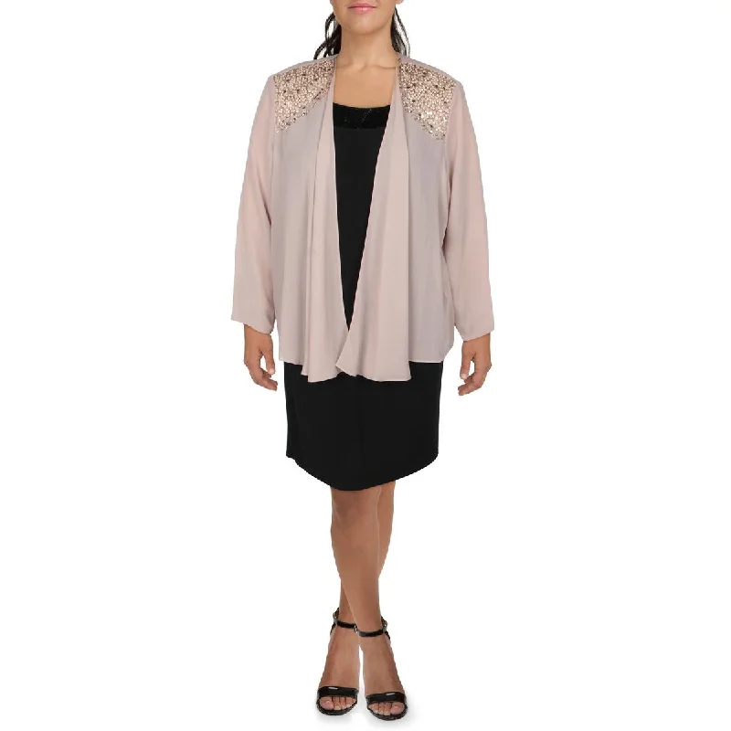 Plus Size Women's Embroidered Blazers in Floral Patterns for a Feminine TouchSLNY Womens Plus Chiffon Embellished Collarless Blazer Plus Size Women's Embroidered Blazers in Floral Patterns for a Feminine TouchSLNY Womens Plus Chiffon Embellished Collarless Blazer