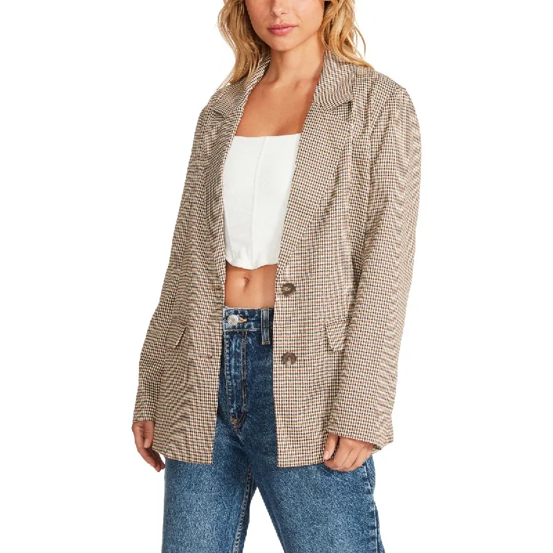 Women's Belted Blazers in Camel Color for a Sophisticated OutfitSteve Madden Women's Houndstooth Two Button Blazer with Notch Collar Women's Belted Blazers in Camel Color for a Sophisticated OutfitSteve Madden Women's Houndstooth Two Button Blazer with Notch Collar