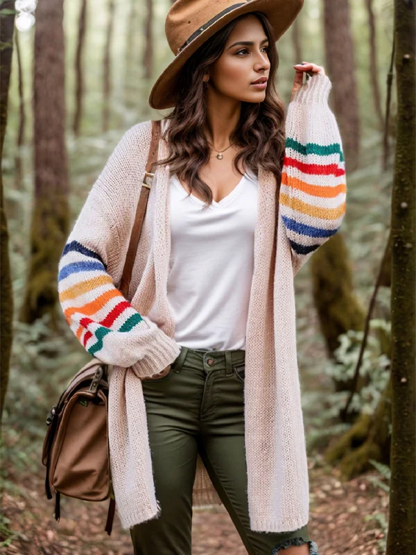 organic cotton women cardigan for an eco - friendly choiceStriped Open Front Long Sleeve Cardigan organic cotton women cardigan for an eco - friendly choiceStriped Open Front Long Sleeve Cardigan