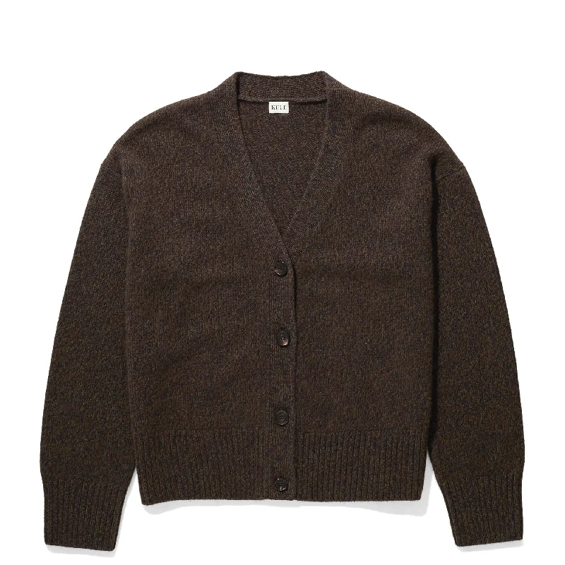 color block women cardigan with bold huesThe Cashmere Raffa - Chocolate Marl