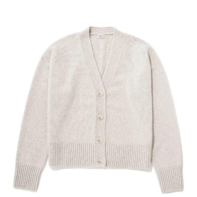 long length women cardigan with side slitsThe Cashmere Raffa - Cream Marl
