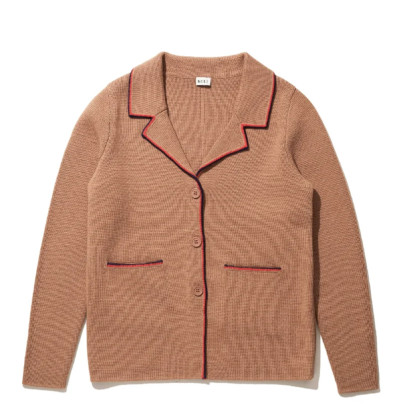cable knit women cardigan with intricate patternsThe Hudson - Toffee