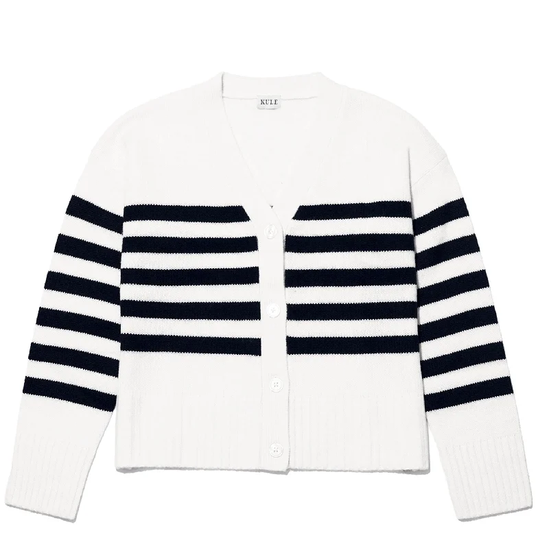 cashmere blend women cardigan for a luxurious feelThe Raffa - Cream/Navy