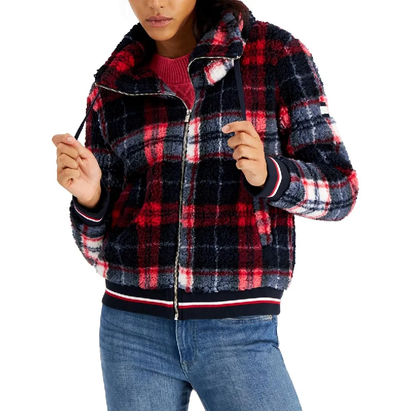 Women's knee - length wool blend coats with a fur collar for added warmthTommy Hilfiger Womens Sherpa Warm Fleece Jacket Women's knee - length wool blend coats with a fur collar for added warmthTommy Hilfiger Womens Sherpa Warm Fleece Jacket