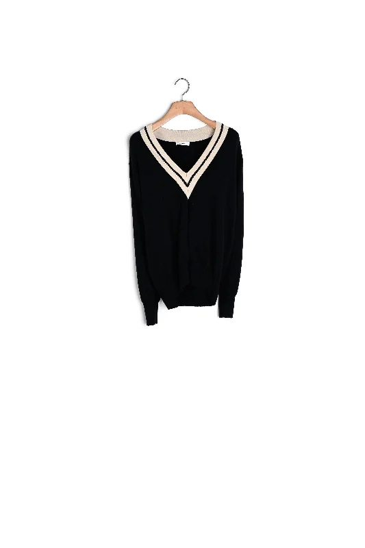 organic cotton women cardigan for an eco - friendly choicePull au col V contrasté