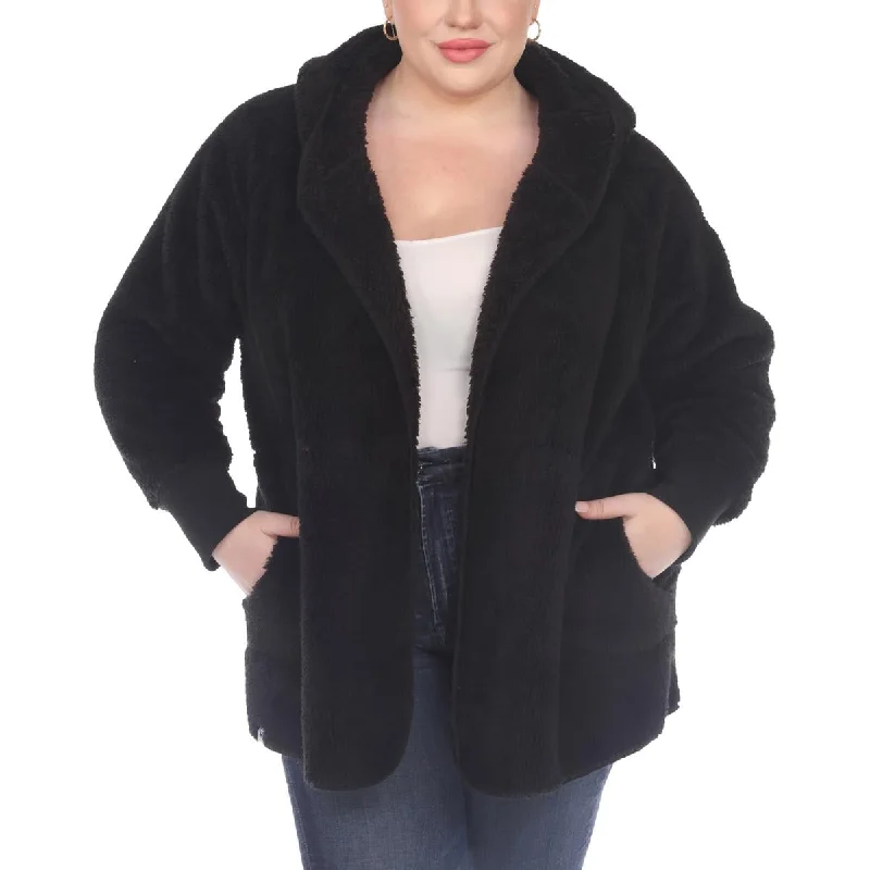 Embroidered women's cotton coats in a bohemian pattern for a unique designWhite Mark Womens Plus Plush Long Sleeves Fleece Jacket