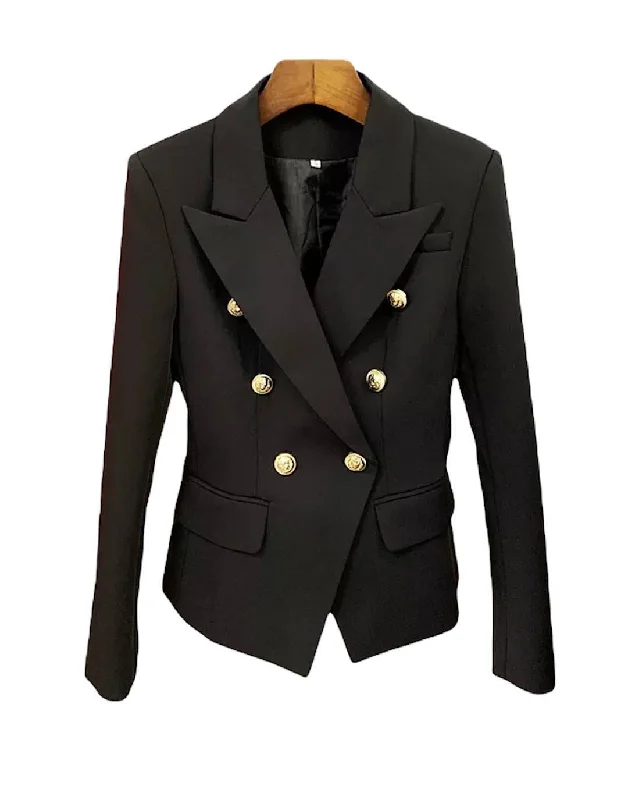 Women's Tailored Stretch Blazers in Navy Blue for Business MeetingsWomen’s Double Breasted Slim Blazer Women's Tailored Stretch Blazers in Navy Blue for Business MeetingsWomen’s Double Breasted Slim Blazer