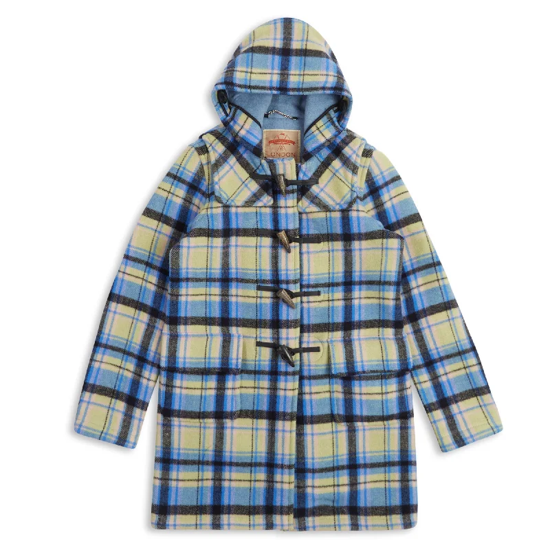 Oversized women's wool coats in a monochromatic look for a trendy outfitWomen’s Duffle Coat - Blue Tartan Oversized women's wool coats in a monochromatic look for a trendy outfitWomen’s Duffle Coat - Blue Tartan