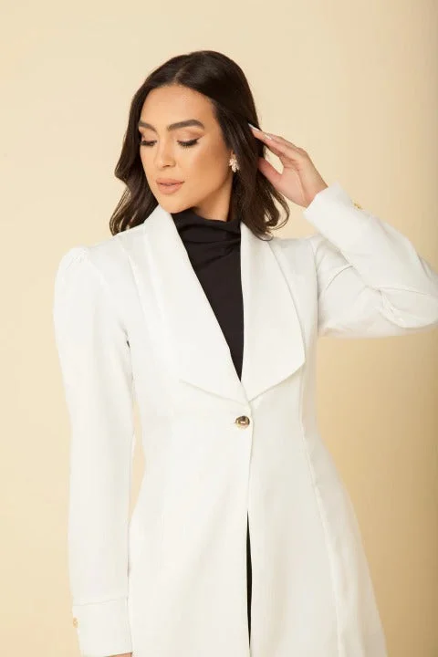 Women's pea coats with brass buttons for a nautical - inspired styleWomen's Lab Coat Sleeve Anne Off White