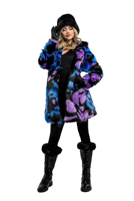 Embroidered women's cotton coats in a bohemian pattern for a unique designWomen's Short Playa Coat in "Twilight Bloom"