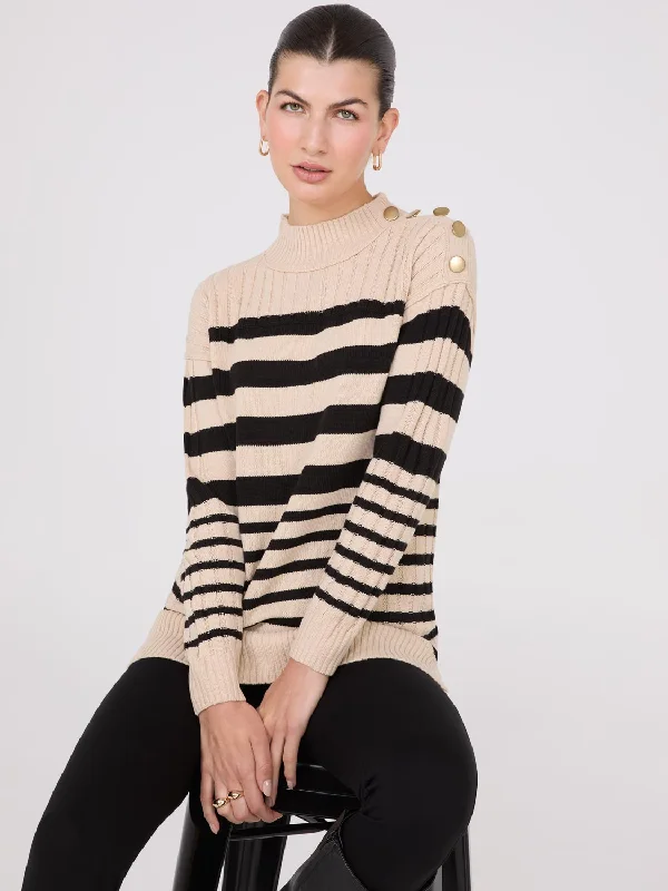 Plus Size Women's Ruffled Hem Sweaters in Floral PrintsStriped Tunic Sweater With Button Details Plus Size Women's Ruffled Hem Sweaters in Floral PrintsStriped Tunic Sweater With Button Details