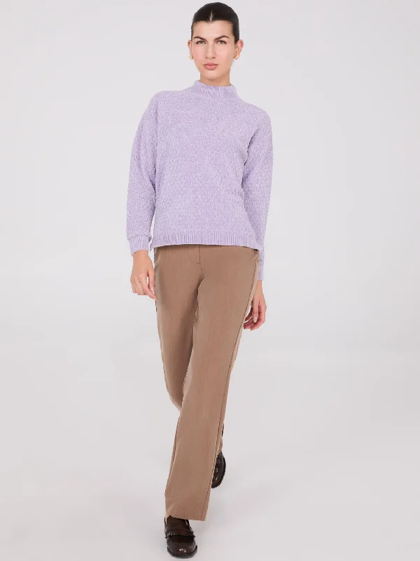 Women's Long Sleeve Turtleneck Cashmere SweatersChenille Mock Neck Sweater