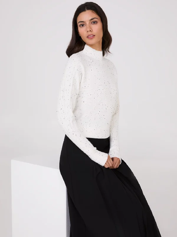 Women's Long Sleeve Turtleneck Cashmere SweatersMock Neck Dolman Sleeve Ribbed Sweater