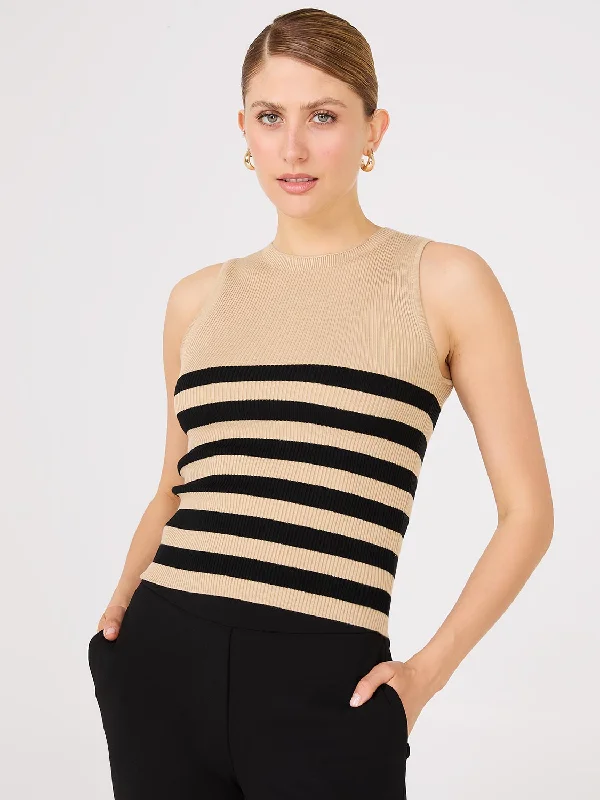 Cropped Women's Angora Blend Sweaters for a Trendy LookStriped Knit Tank Top