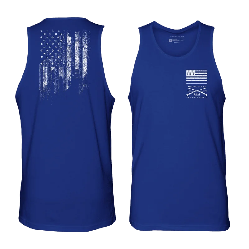 Crop Top Women T Shirt to Pair with High - Waisted Bottoms1776 Flag Tank - Royal