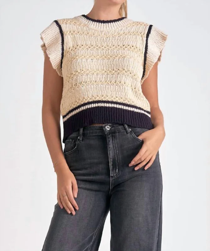 Plus Size Women's Oversized Chunky Knit SweatersAbby Sweater In Beige Blue